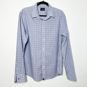 Untuckit Shirt Mens Large Blue Slim Fit Durif Plaid Button Up Casual Dress